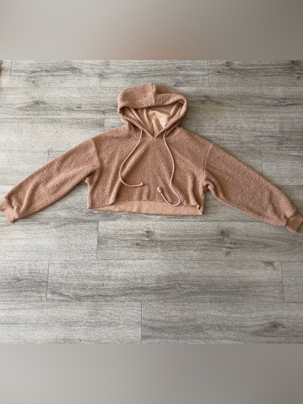 Better Be Cropped Sherpa Hoodie - Taupe